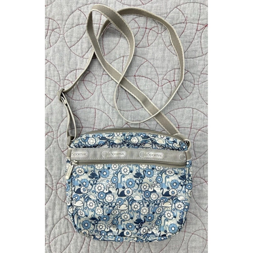 Le‎ Sportsac Ellie Blue Floral Swan Crossbody Bag